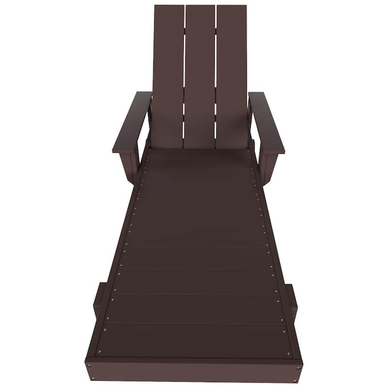 Polytrends Shoreside Modern Poly Reclining Eco-Friendly All Weather Chaise Lounge With Arms & Wheels