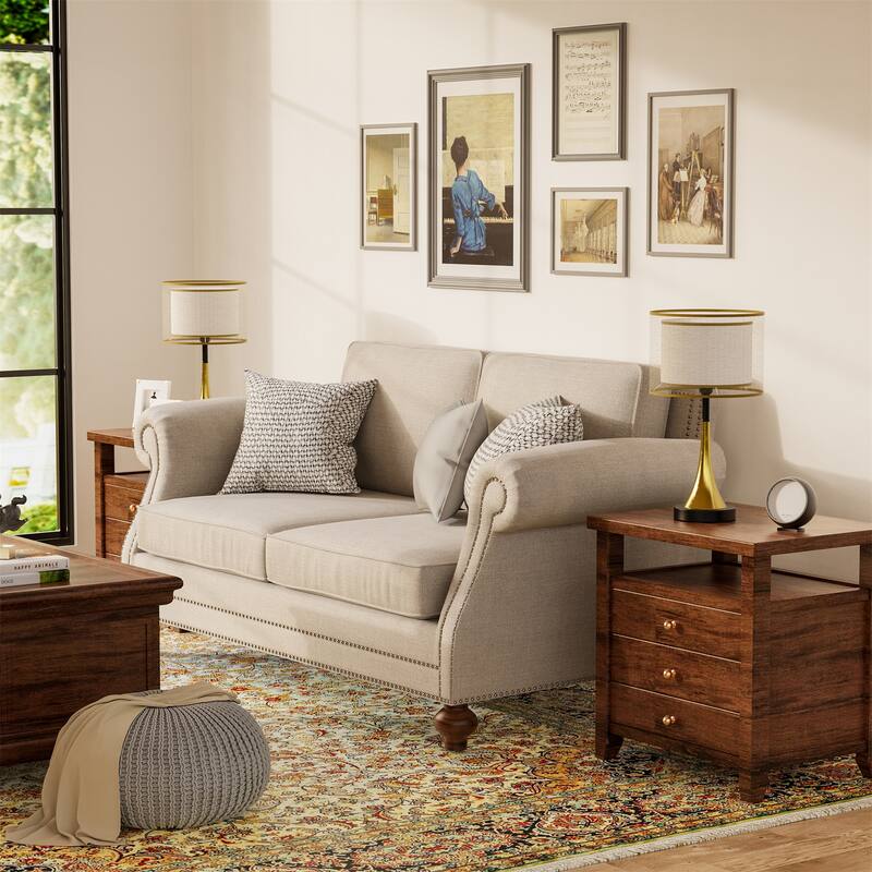 Mid-century Vintage Nightstand Table Lamp Gold Accents Base Bedside Desk Reading Light