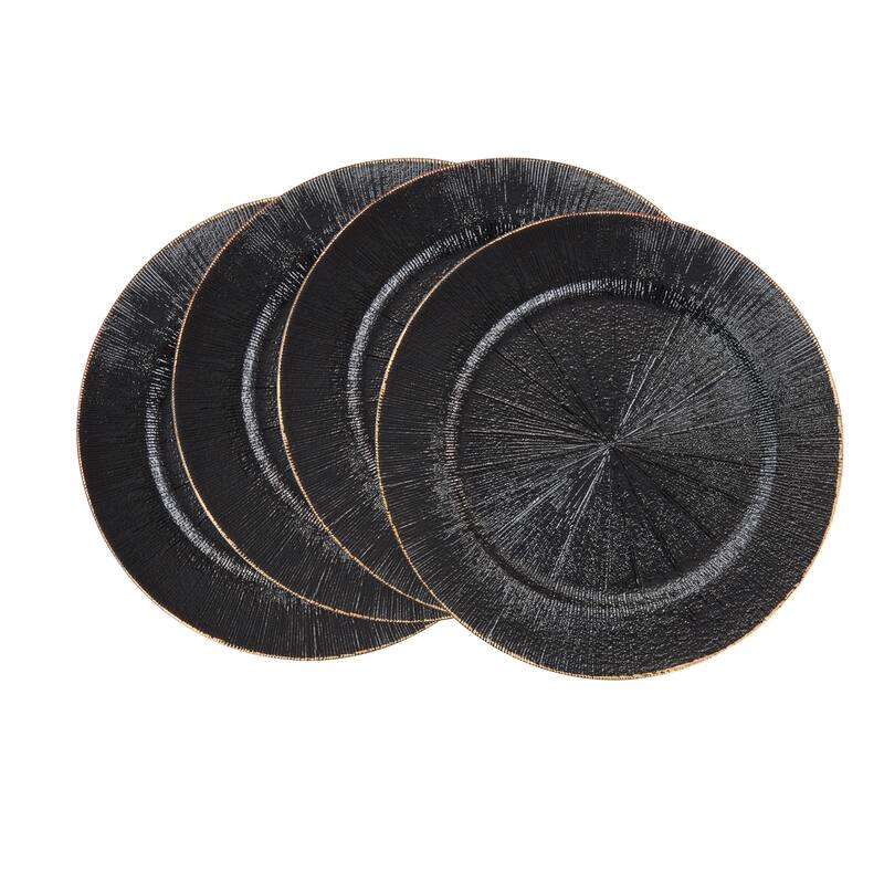 Textured Decorative Charger Plates (Set of 4) - Round Table Chargers for Dining & Entertaining, 13"