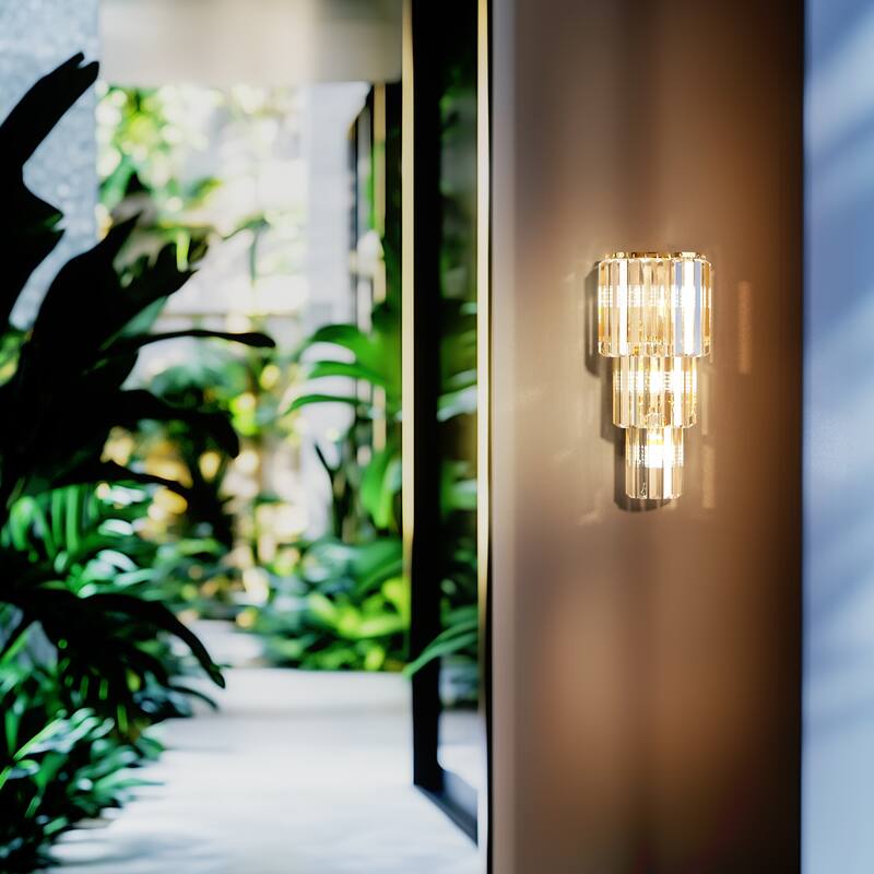 Sumptuous Triangular Prism Crystal Wall Sconce Bedside Lamp