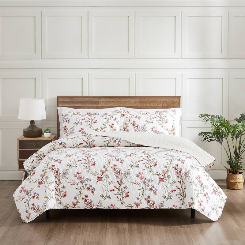 Modern Threads Ariana 3-Piece Quilt Set, Reversible Bedspread and 2 Pillow Shams