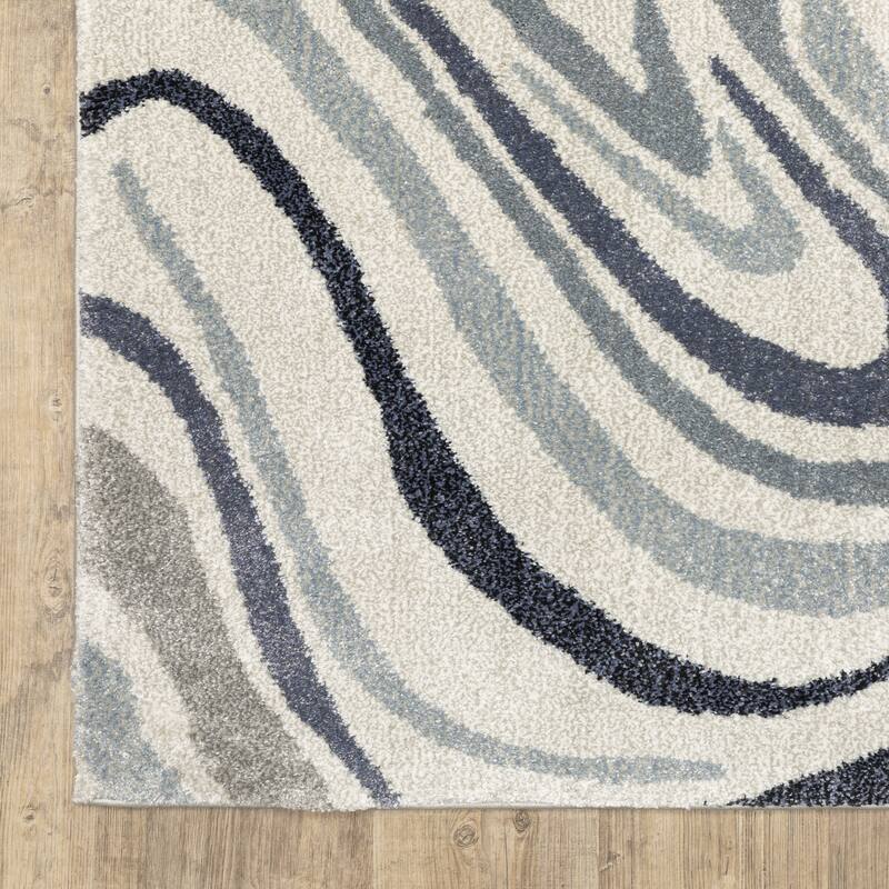 ROW Gemma Contemporary Swirls Blue/Grey Area Rug