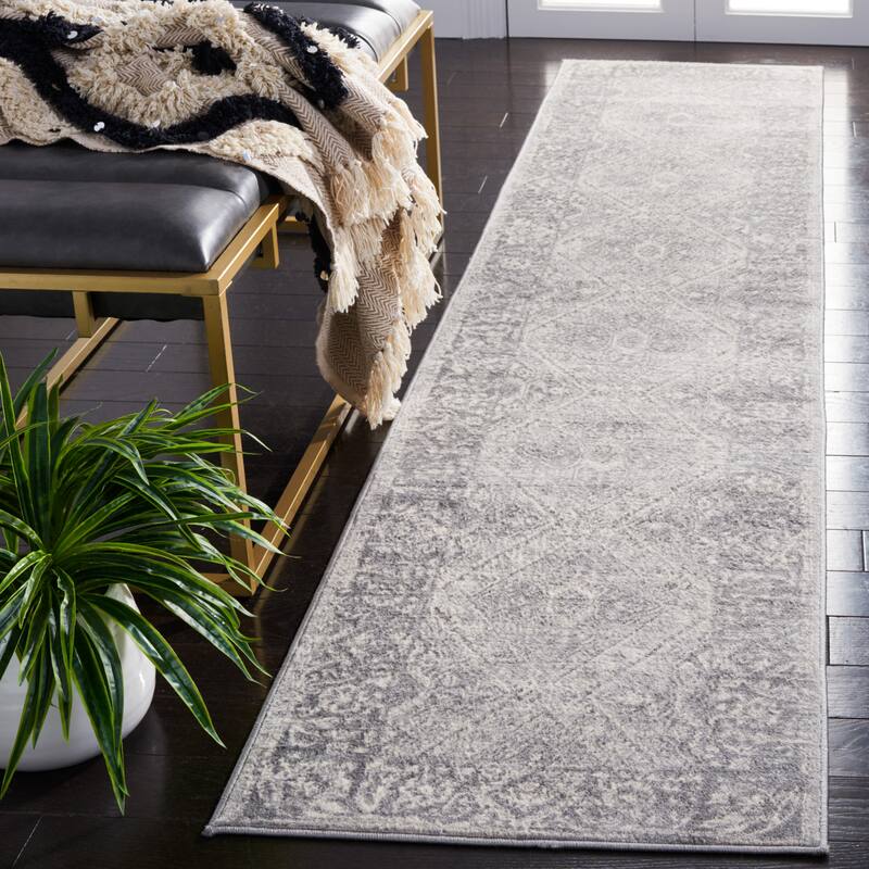 SAFAVIEH Brentwood Jamilah Traditional Rug - 2' x 9' Runner - Grey/Ivory