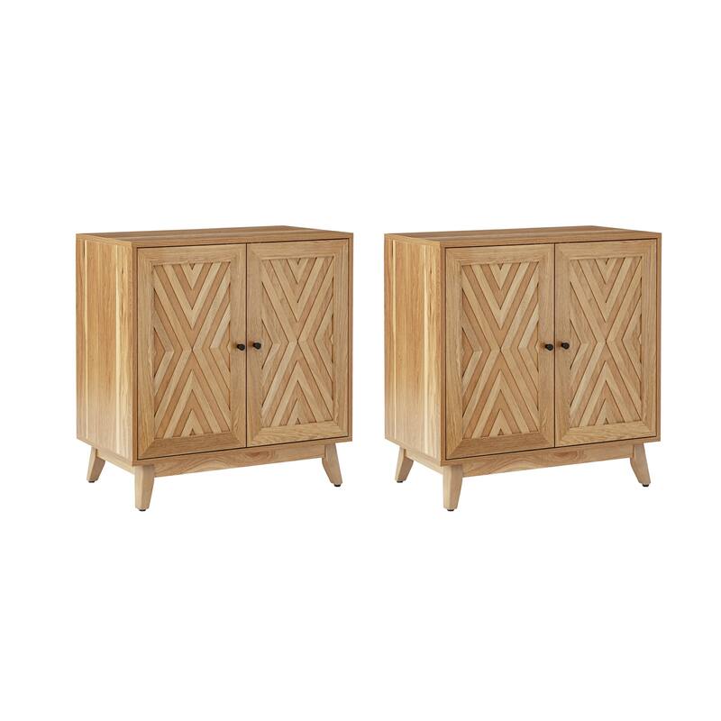 Joseph Midcentury 30"Tall 2 Door Accent Cabinet Set of 2 by HULALA HOME