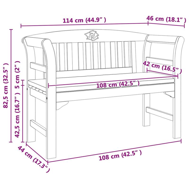 vidaXL Rose Bench Natural in Solid Acacia Wood