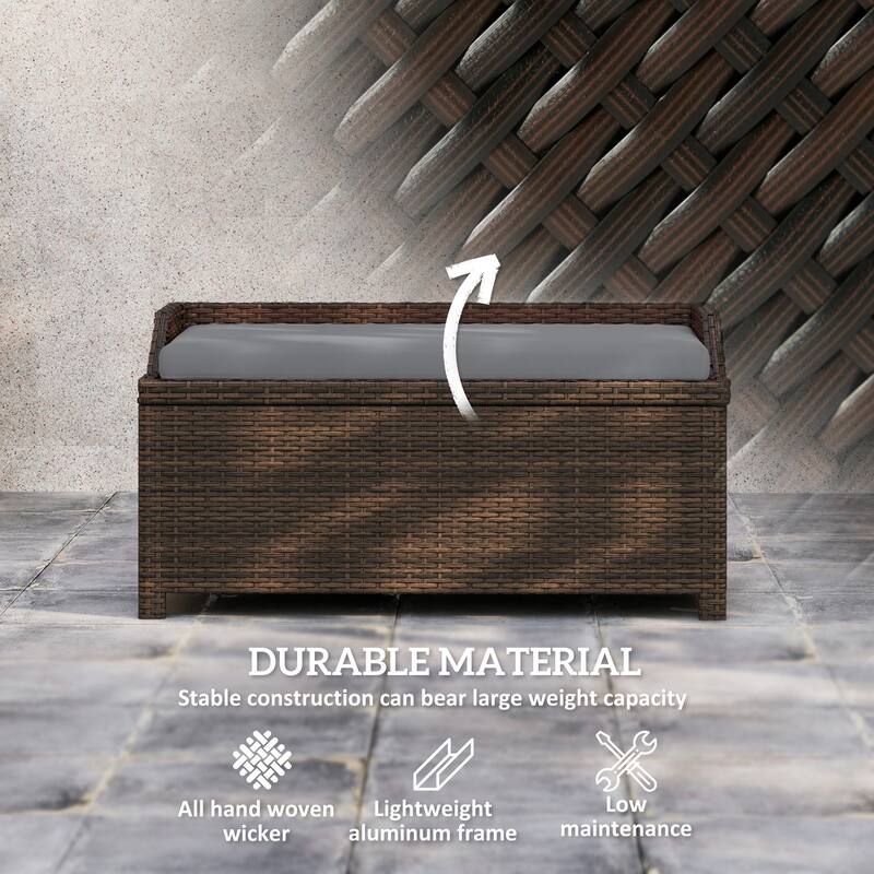 2-in-1 Storage Bench with Plush Cushion, Aluminum Frame & Handles - 40.25" W x 20" D x 20.5" H