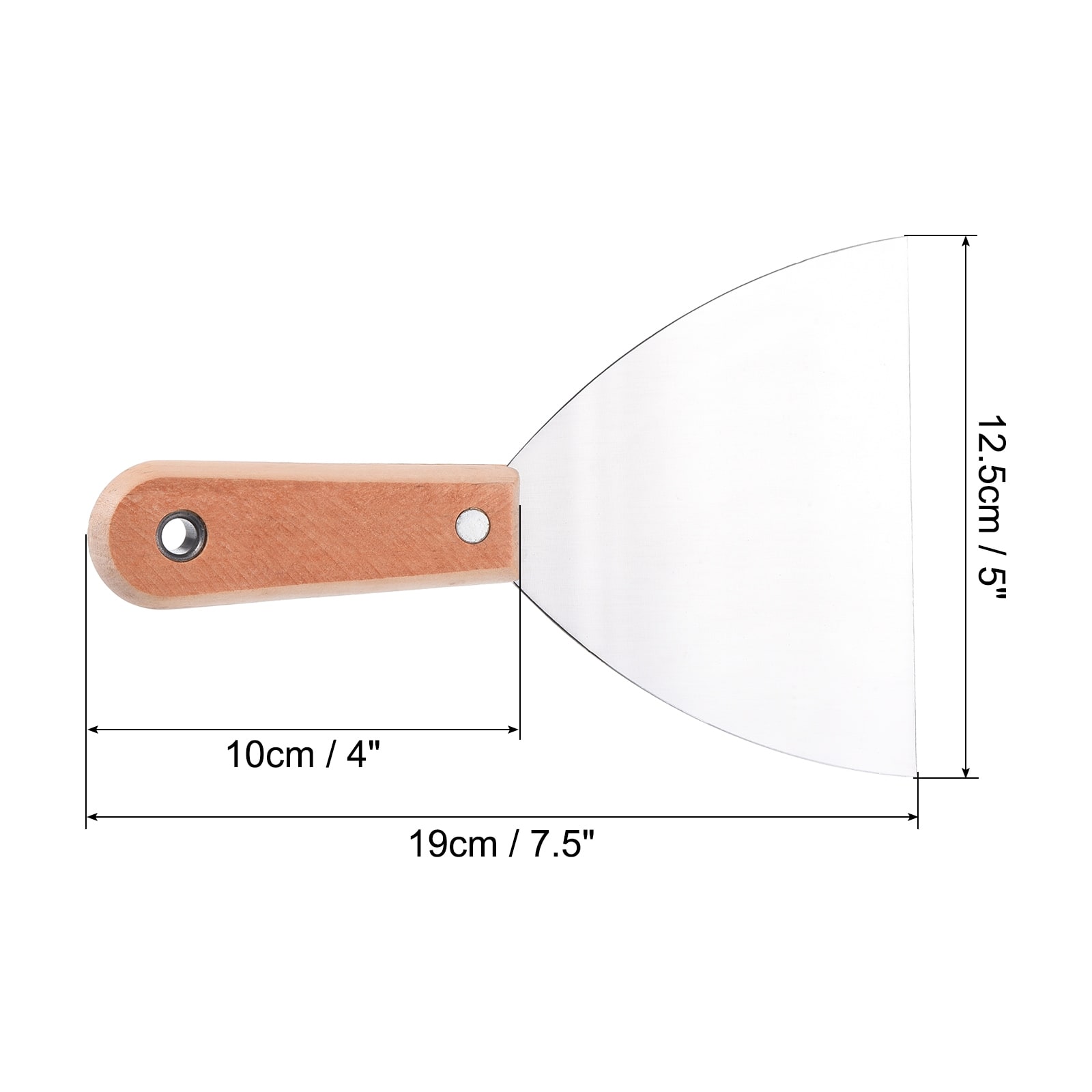 Putty Knife, Carbon Steel Blade Scraper Tool with Wooden Handle for Repairing Wall Paint Stripping Removing Wallpaper - Silver