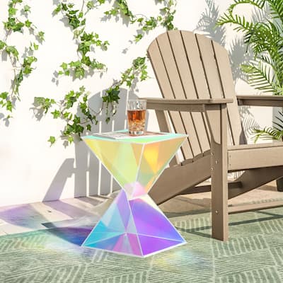 Modern Acrylic Accent End Table, Outdoor Side Tables - 18.11"H x 12.6"W x 12.6"L