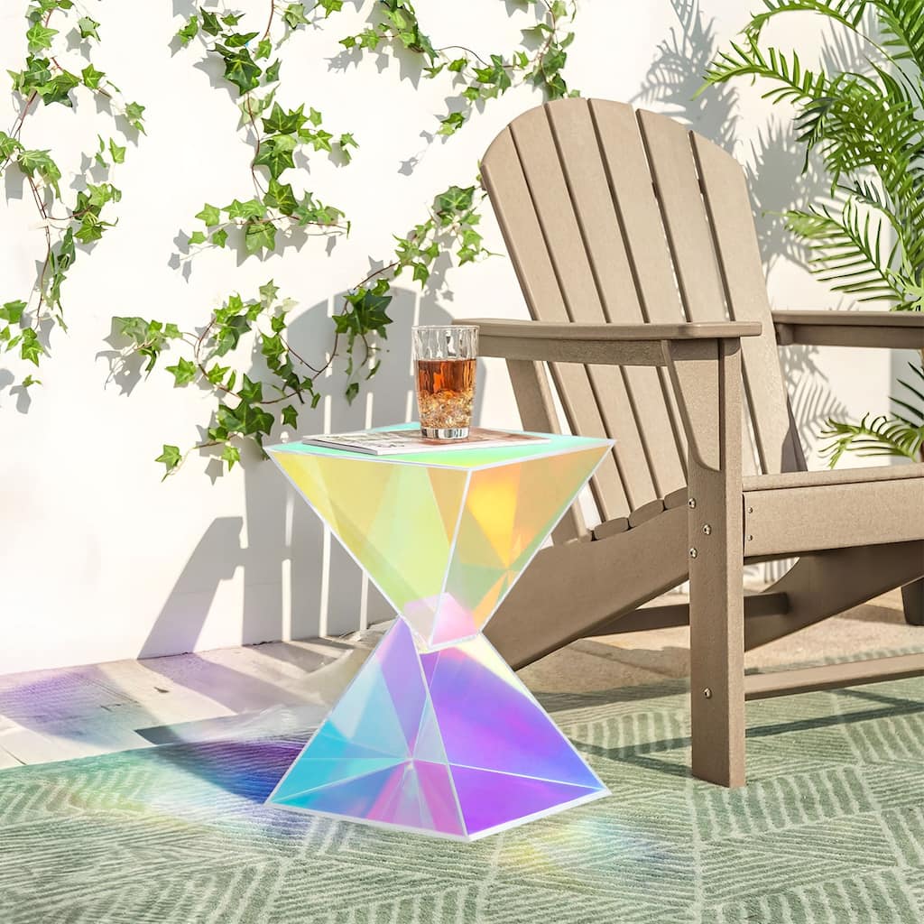 Modern Acrylic Accent End Table, Outdoor Side Tables - 18.11"H x 12.6"W x 12.6"L