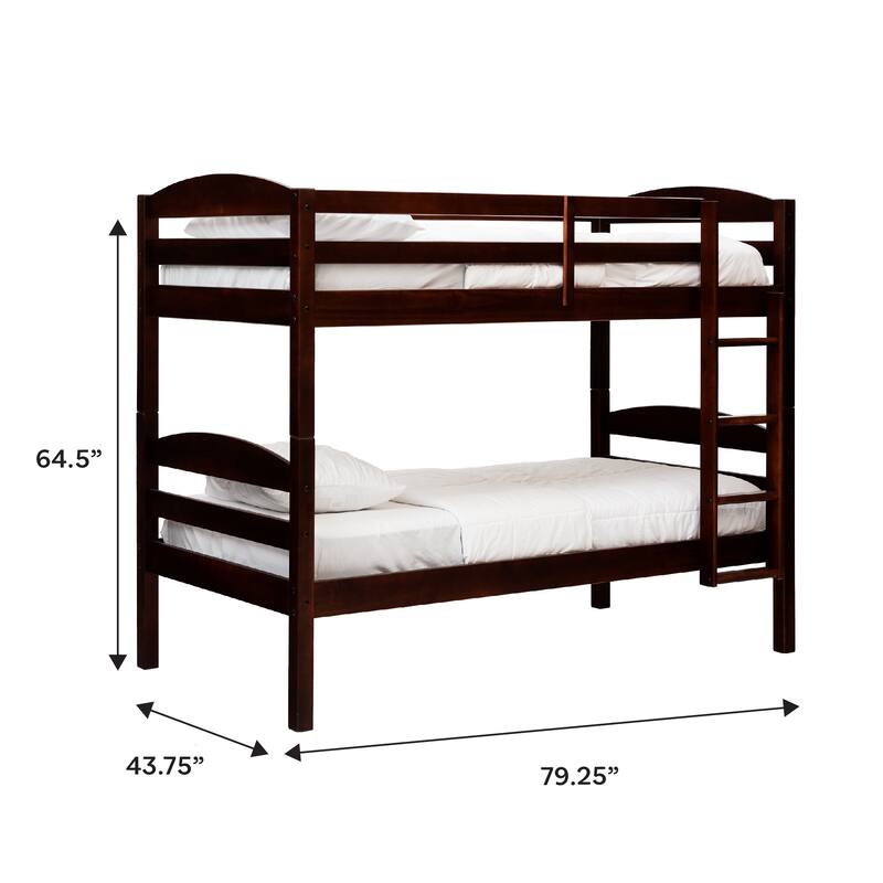 Walker Edison Solid Wood Convertible Twin-over-Twin Bunk Bed