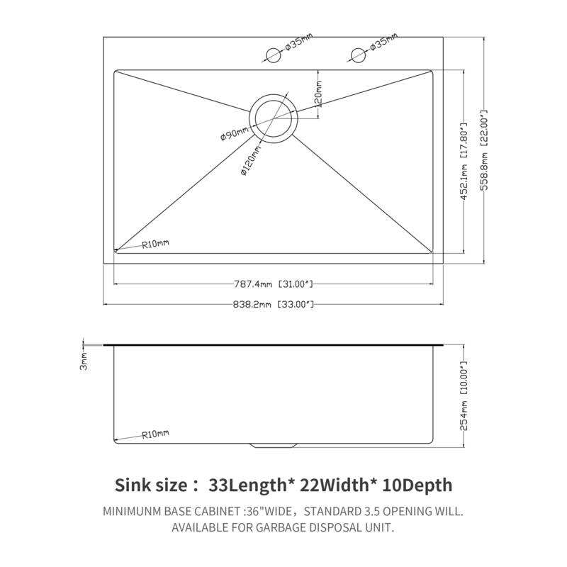 Drop-in 16 Gauge Single Bowl Stainless Steel Kitchen Sink in Gunmetal Black
