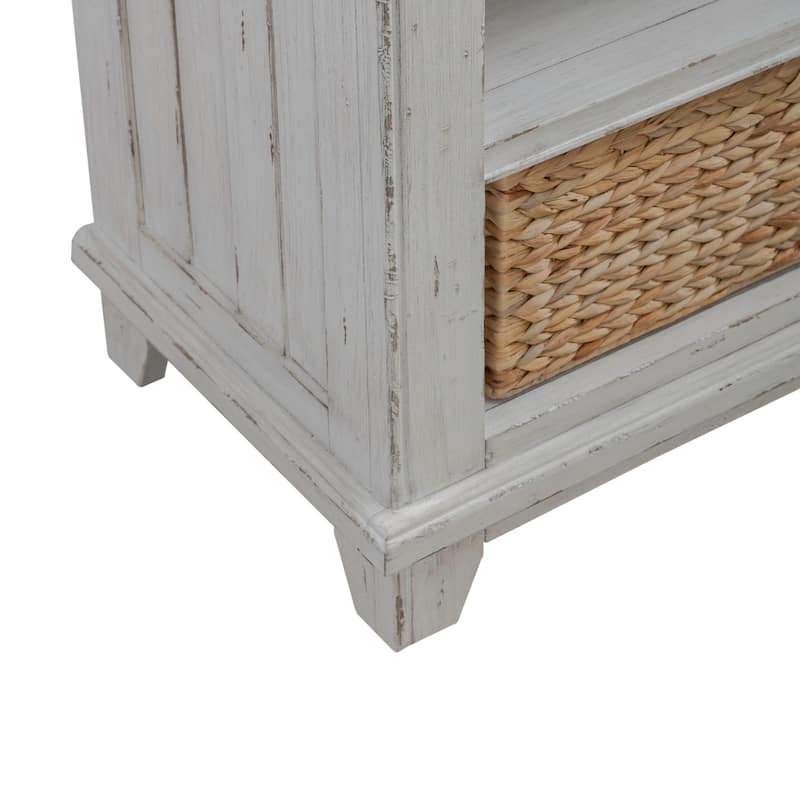 River Place Riverstone White & Tobacco Nightstand with Charging Station