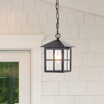 SAFAVIEH Lighting Dore Outdoor Pendant/Black - 7" W x 7" D x 15-87" H - 7Wx7Dx87H