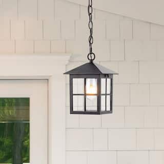 SAFAVIEH Lighting Penryn Outdoor Pendant/Black - 7" W x 7" D x 15-87" H