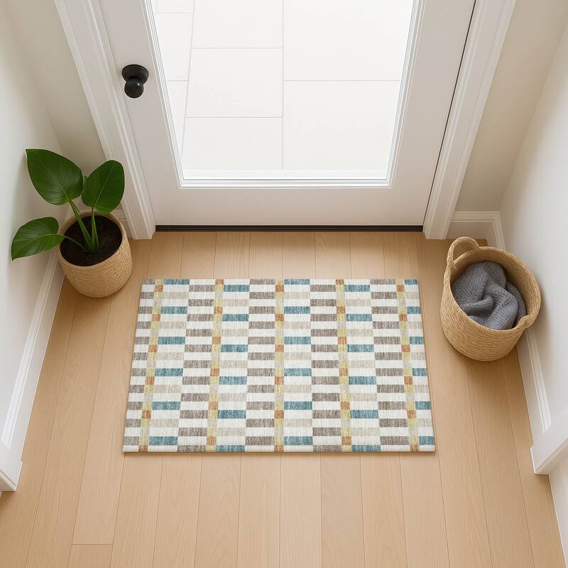 Machine Washable Indoor/ Outdoor Modern Chanute Chantille Rug