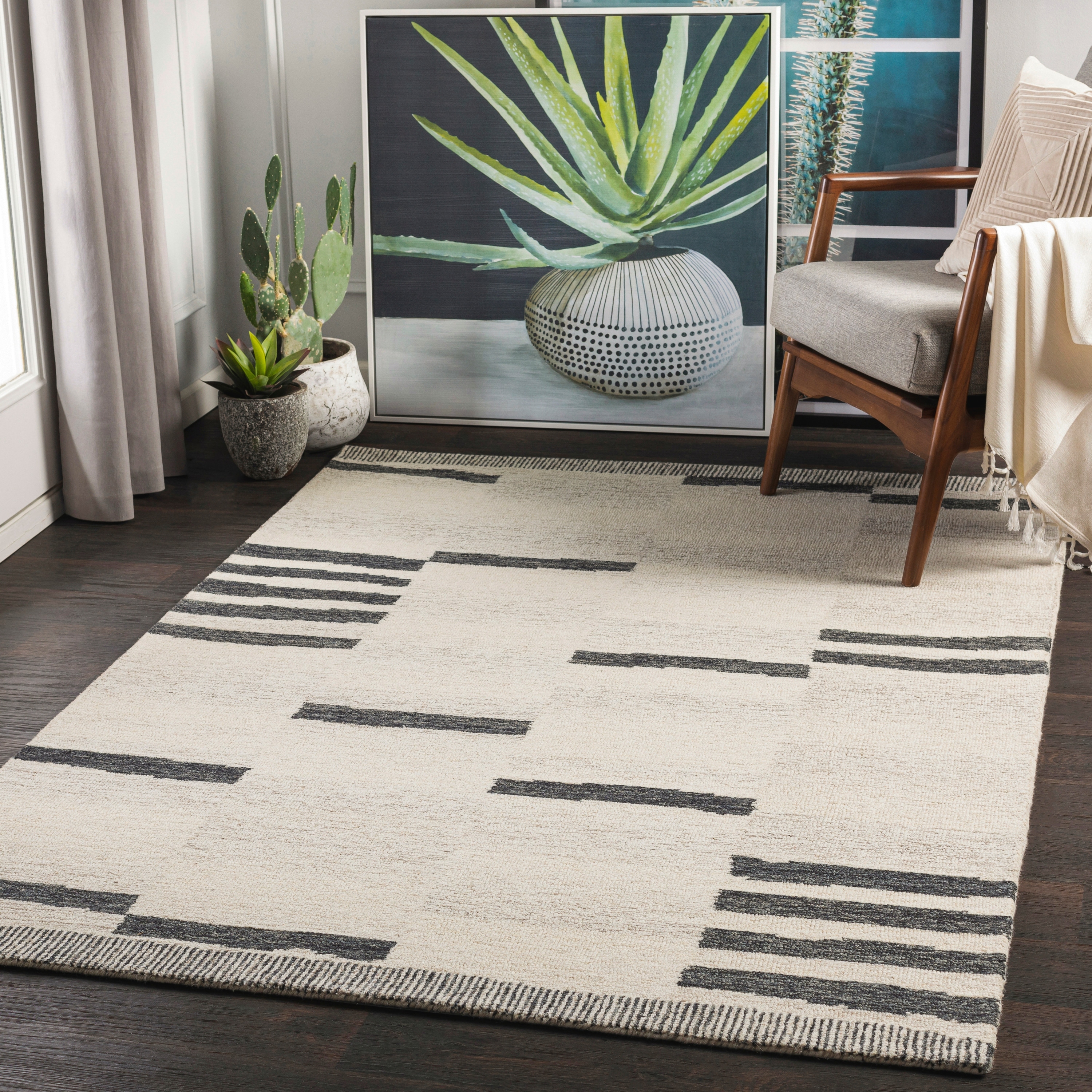 Artistic Weavers Cleveland Hand Tufted Geometric Wool Rug - Bed