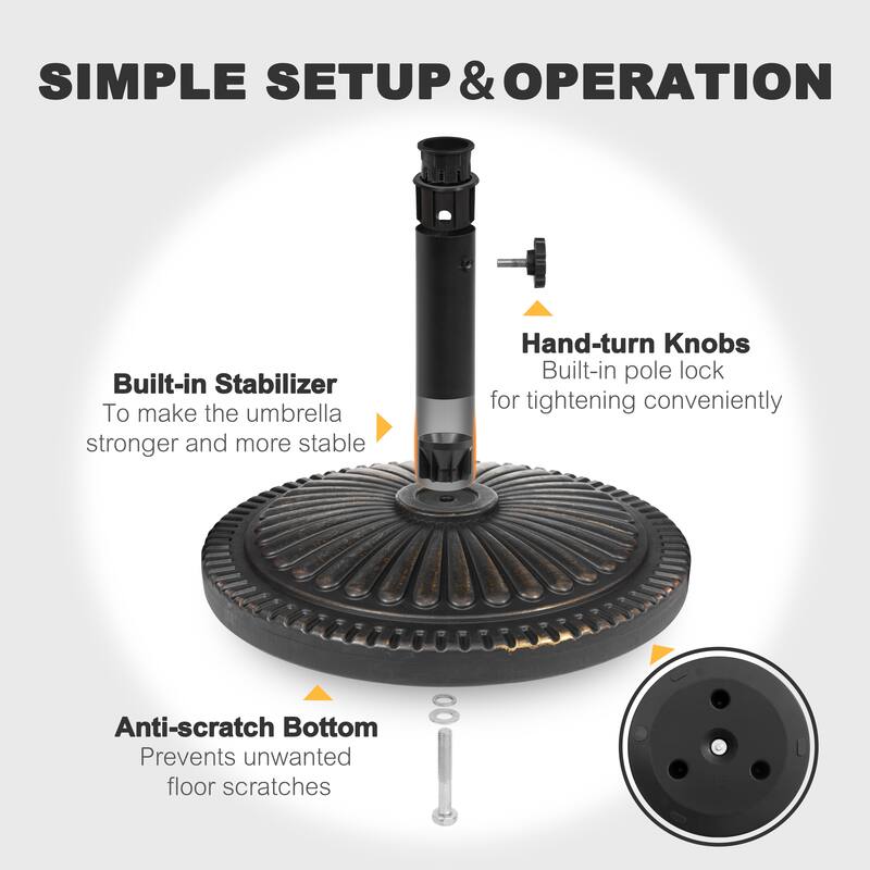 Outdoor 33 lb. Round Patio Umbrella Base, Polyethylene and Concrete