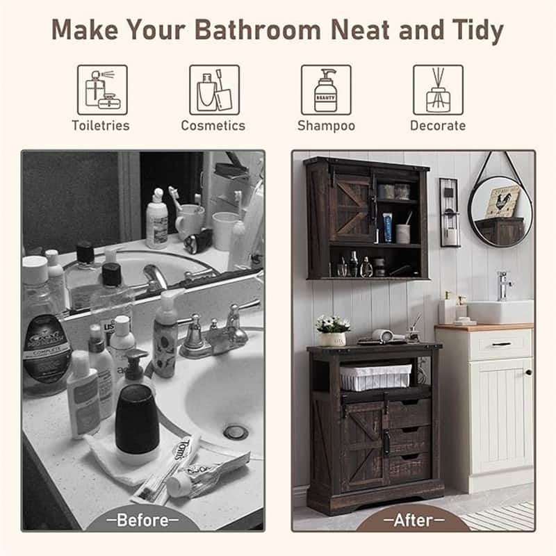 Bathroom Wall Cabinet - 7.8"D x 23.5"W x 24"H