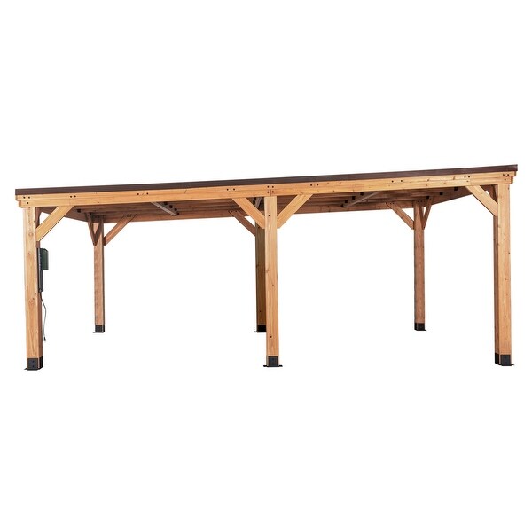 Backyard Discovery Kingsport Cedar Wood and Steel Carport - On