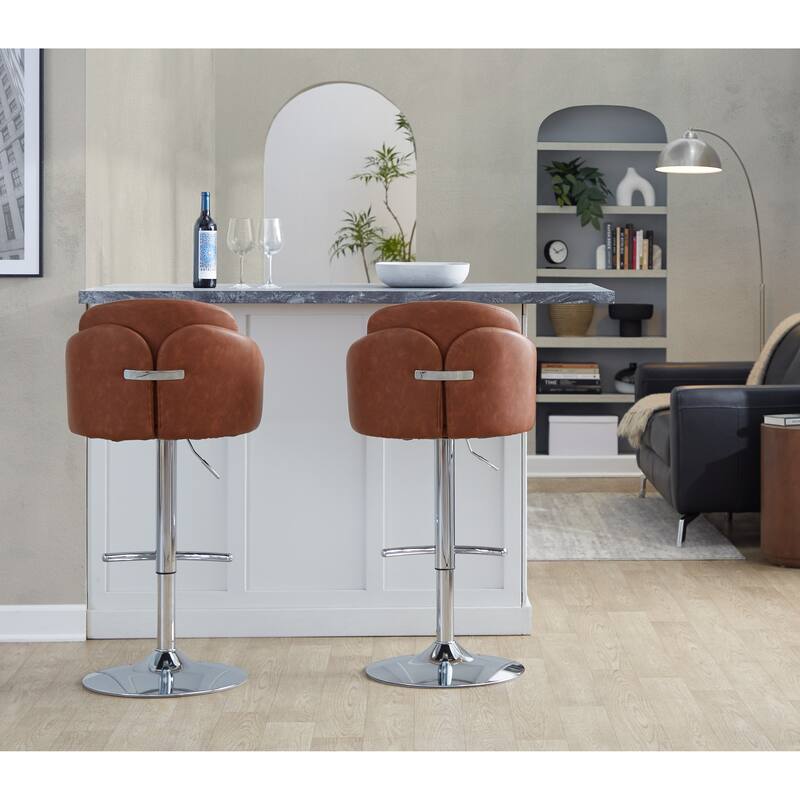 Porch & Den Dahlia Adjustable Bar Stool with Rounded T Footrest (Set of 2)