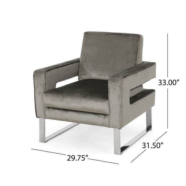 dimension image slide 0 of 2, Kirkwood Modern Glam Velvet Club Chair by Christopher Knight Home - 31.50"D x 29.75"W x 33.00"H