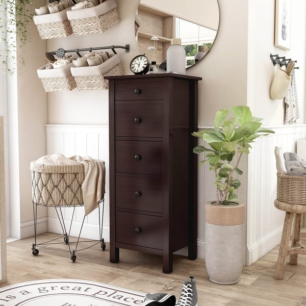 DH BASIC Slim 5Drawer Storage Chest by Denhour On Sale Bed Bath