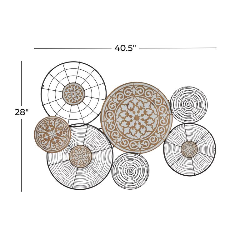 Black Metal Handmade Plate Home Wall Decor with Intricate Pattern