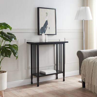 Carbon Loft Peter Matte Black Slatted Mission Oak Hall Stand