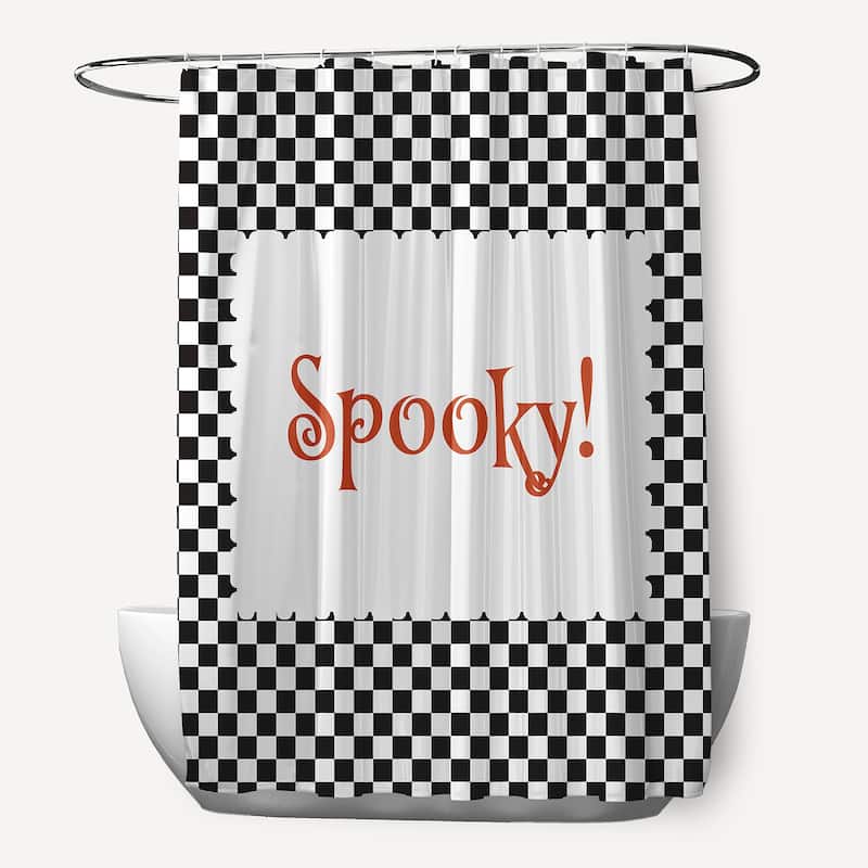 Halloween Spooky Checks Shower Curtain - Black