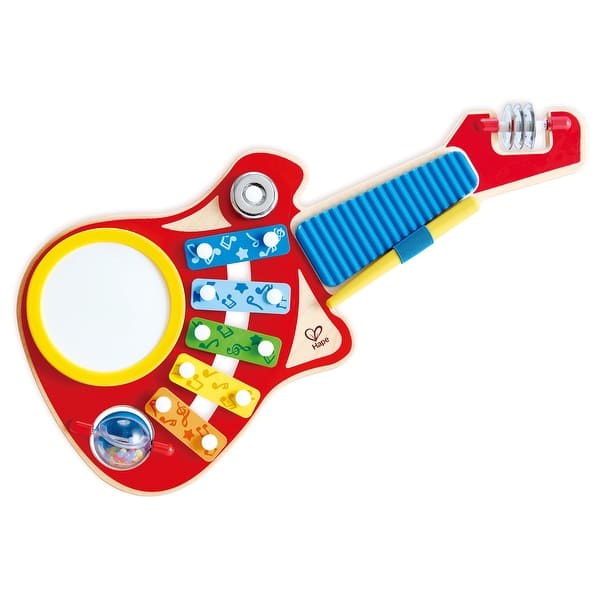 slide 2 of 5, Hape: 6-In-1 Music Maker - Wooden Guitar Shaped Musical Toy, 18mo+