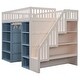 preview thumbnail 10 of 9, Full Size Loft Bed with 2 Four-layer Storage Cabinets and Curtain, White+Blue