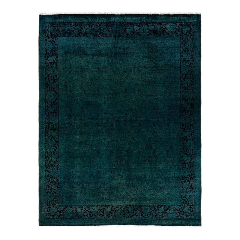 Overdyed, One-of-a-Kind Hand-Knotted Area Rug - Green - 7' 10" x 10' 1"
