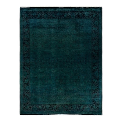 Overdyed, One-of-a-Kind Hand-Knotted Area Rug - Green - 7' 10" x 10' 1"