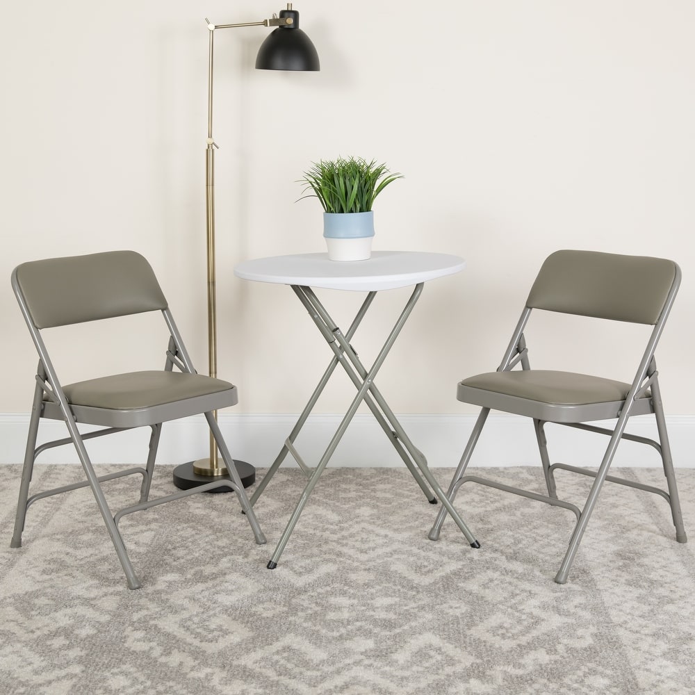 Set of 2 Metal Folding Chairs with Padded Seats