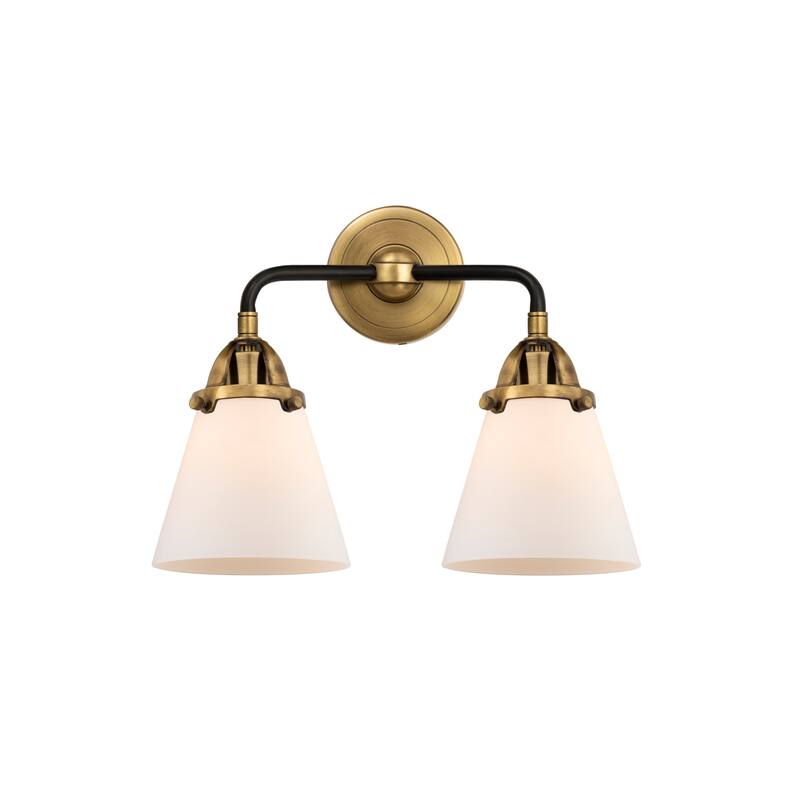 Innovations Lighting 288-2W-13-15 Cone Vanity Cone 2 Light 15" Wide - Black Antique Brass / Matte White