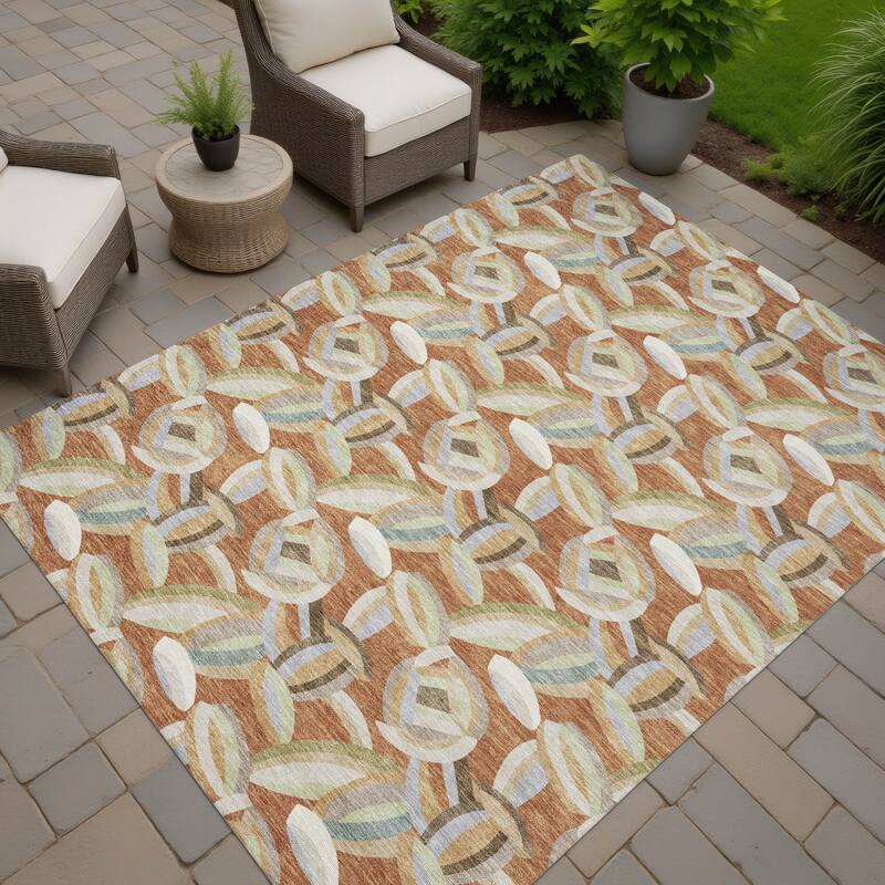 Machine Washable Indoor/ Outdoor Modern Heli Chantille Rug