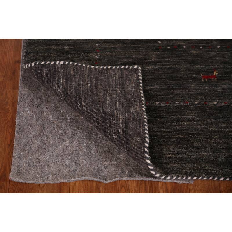 Hand Knotted Oriental 100% Wool Carpet Tribal Animal Pictorial Greys & Charcoal Gabbeh Area Rug - 11' 3'' X 8' 11''