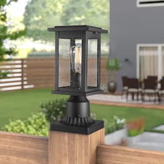 Outdoor Post Light Fixtures, 1-Light with Seeded Glass - ‎6 x 6 x 12 inches
