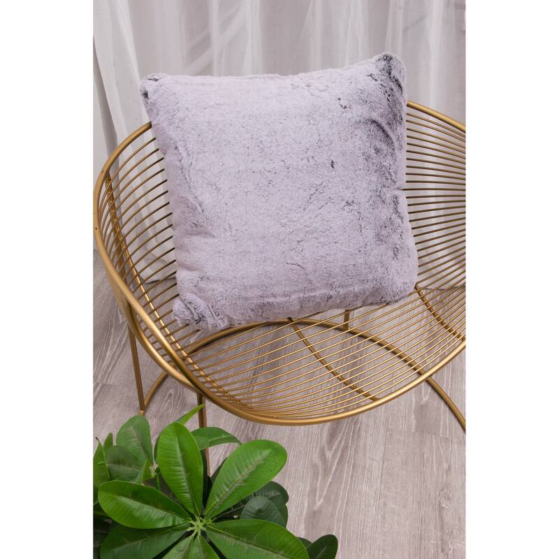 Faux Fur Solid Square Grey Pillow - (20" x 20")