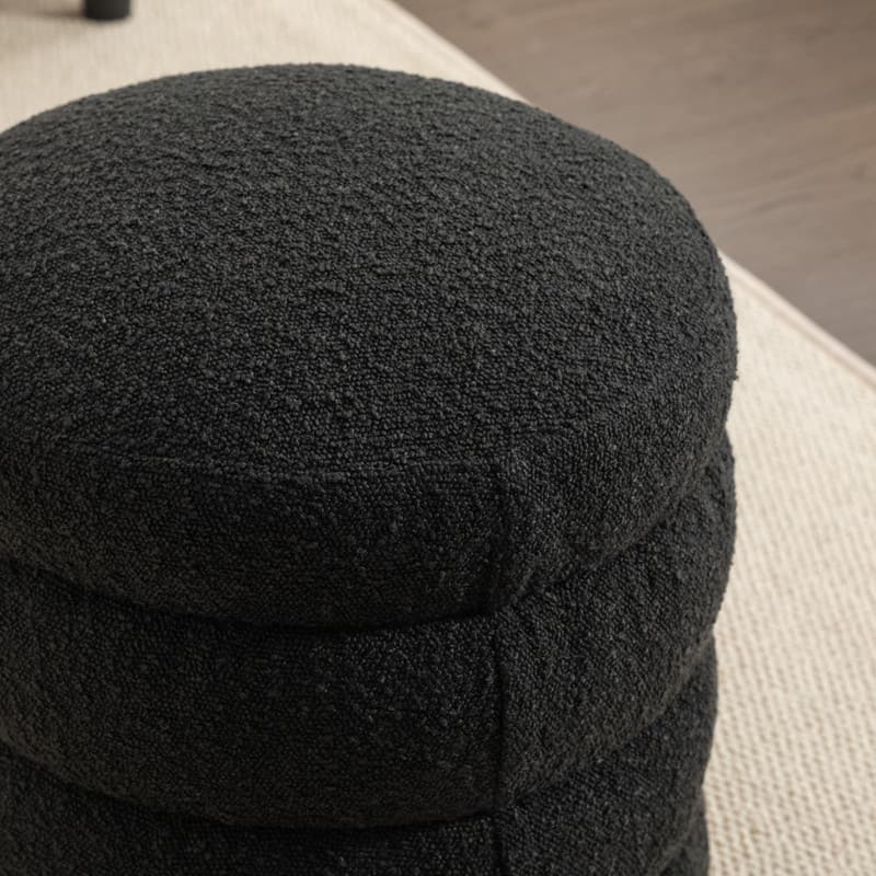 Boucle Round Ottoman Footrest Stool