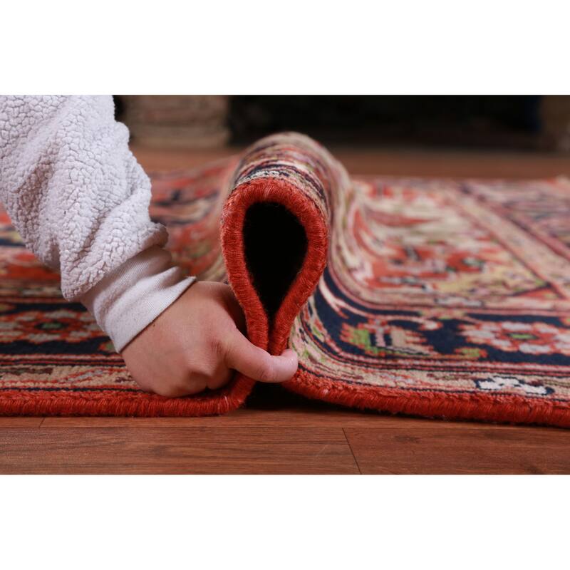 Hand Knotted Oriental 100% Wool Carpet Traditional Medallion Oranges & Rust Heriz (serapi) Area Rug - 9' 11'' X 8' 1''