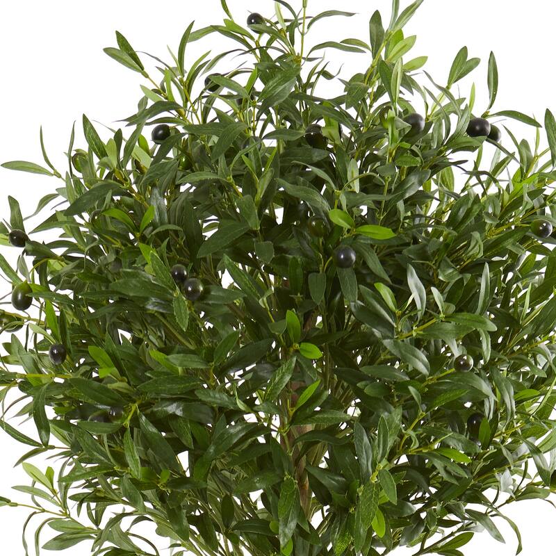 Artificial Olive Tree Topiary 5ft Indoor Outdoor Plant in Planter - Green - 51-60 Inches