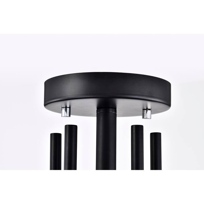 Laruda Semi Flush Mount Ceiling Light Modern-Sputnik Style Matte Black and Silver Finish 5-Light - N/A