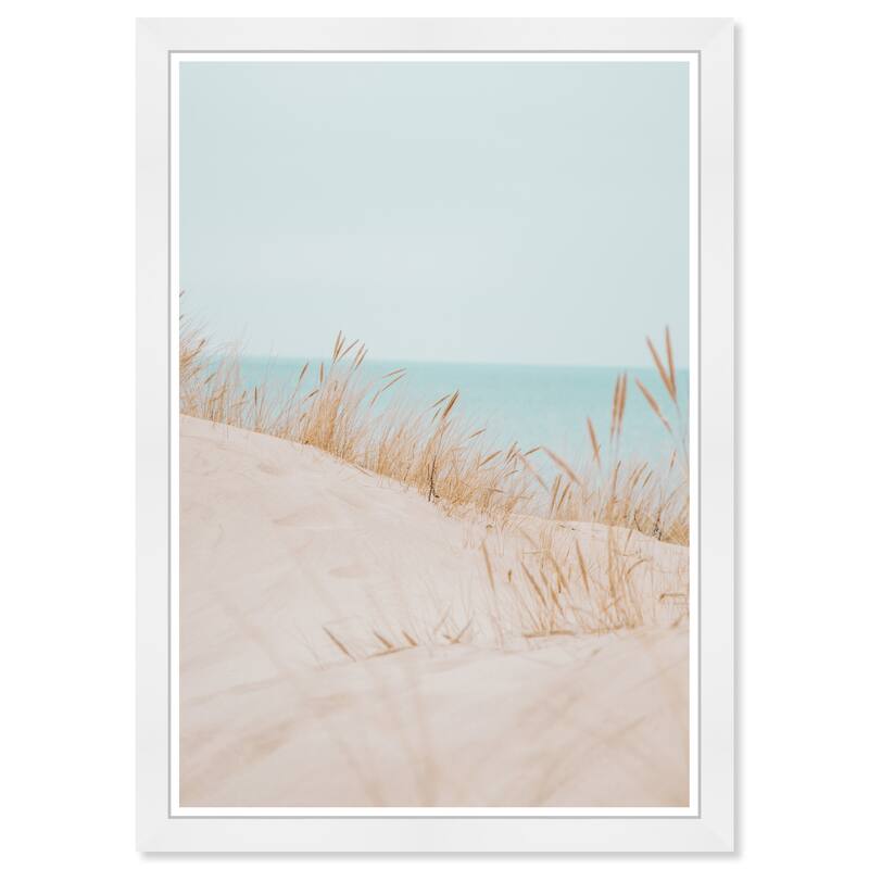 Wynwood Studio Prints Nature and Landscape All Calm Beach Blue and Light Brown Nautical & Coastal Wall Art Canvas Print