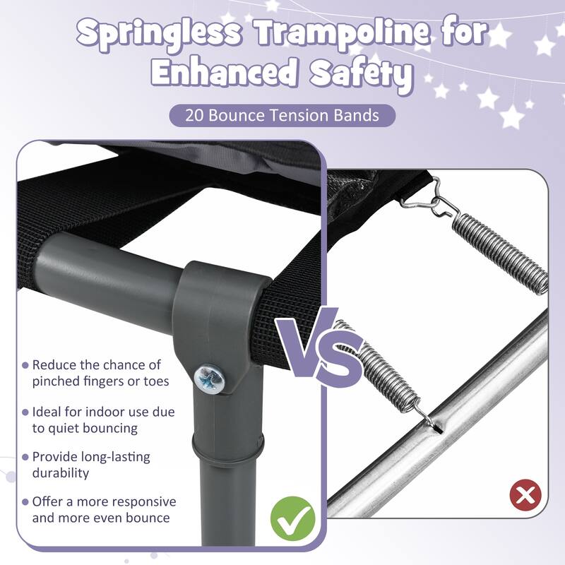 Gymax 36'' Foldable Kid Trampoline w/ 20 LED Lights Foam Handlebar