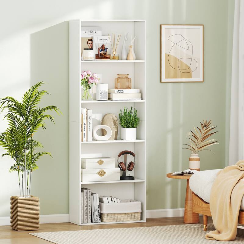 Gymax 2 PCS 5-Tier Bookshelf Open Bookcase Freestanding Display Shelf