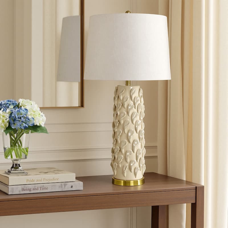 StyleCraft Ceramic Table Lamp - Cirri Cream - White Shade