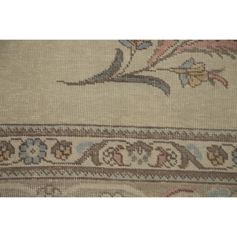 Hand Knotted Oriental 100% Wool Carpet Traditional Medallion Beige & Ivories Tabriz Area Rug - 12' 5'' X 9' 8''