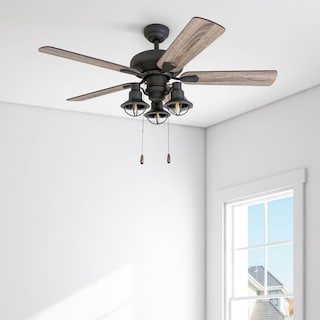 42" Prominence Home Piercy Bronze Farmhouse LED Ceiling Fan with Light, Pull Chain