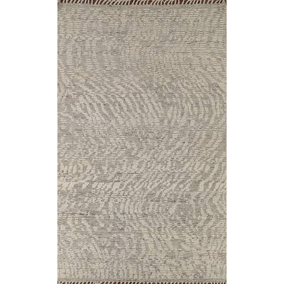 All-Over Abstract Moroccan Modern Area Rug Handmade Wool Carpet - 4'10"x 8'0"